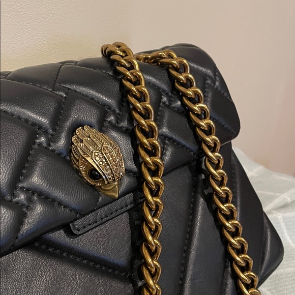 Kurt Geiger Black Quilted Shoulder Bag with Gold Hardware classic bird design. - Picture 3 of 7